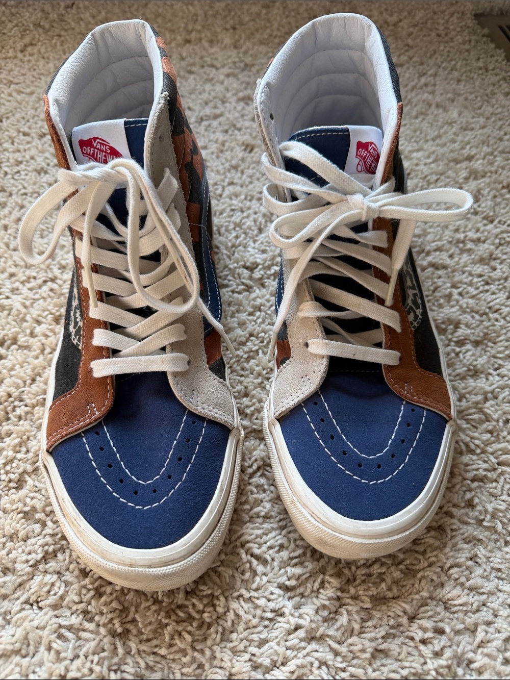 Vans High-Top Sneakers in Navy, Brown, Black and Cream